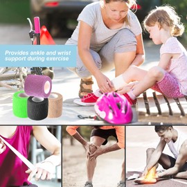 Self Adhesive Bandage Wrap, Self Adhering Bandage, Vet Wrap for Dogs, Self Adherent Cohesive Wrap Bandages for Sports, Athletic, First Aid, Wrist, Ankle, Tape, 4 Pack, 2 inch