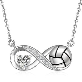 Fenthring Volleyball Necklace for Women Volleyball Necklace Sterling Silver Infinity Volleyball Necklaces Womens Mothers Day Christmas Gifts Jewelry