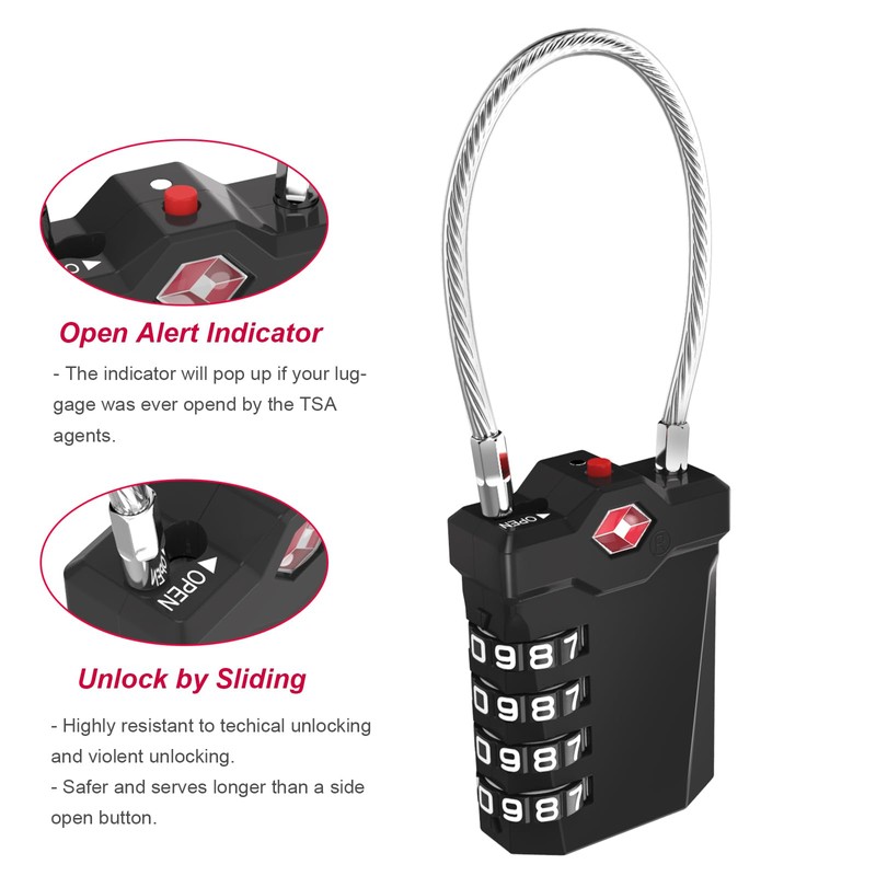 ZHEGE TSA Approved Luggage Locks, Suitcase Padlocks, White Code Padlock