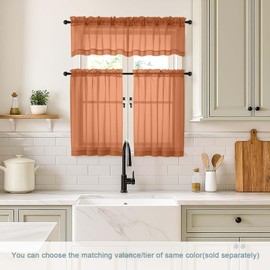 Ebesto Cortinas transparentes pequeñas naranjas, juego de 2 paneles, cortinas de cocina de 36 pulgadas de largo, elegantes cortinas cortas para filtrar la luz para sala de estar y dormitorio, diseño