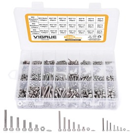 Set of 1080 Pieces M2 M3 M4 Carbon Steel Hex Head, Socket, Cable Bolt, Screws with Nuts, Assorted