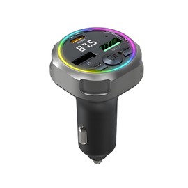 QUMOX Bluetooth 5.3 FM Transmitter Car Charger, PD 30W + QC3.0 Fast Charging, RGB Ambient Light, Dual USB Ports, Hands-Free Calling, Hi-Fi Music, Compatible with All Vehicles