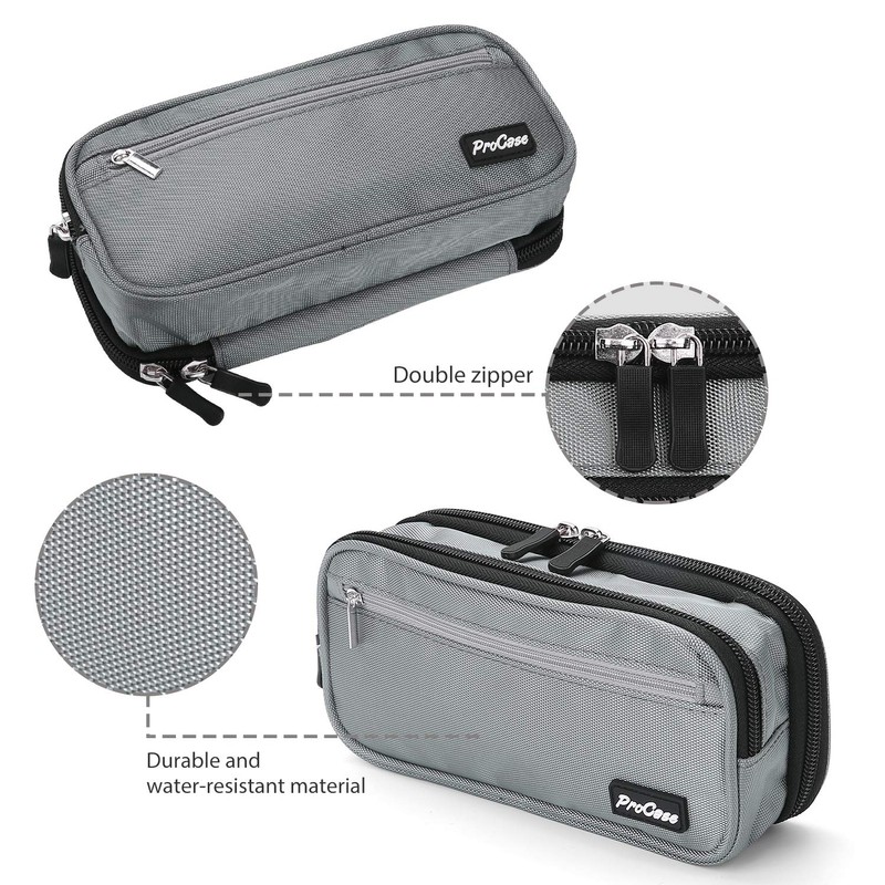 ProCase Pencil Case Pen Bag, Two Layers Big Capacity Pencil