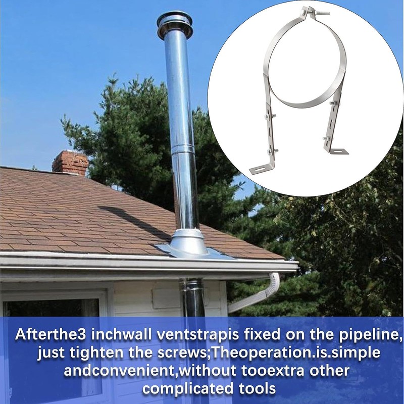 Milageto Chimney Pipe Wall Strap Pipe Bracket Clamp Flue Liner