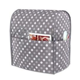 Luxja Dust Cover Compatible with 6-8 Quart Stand Mixer, Cloth Cover with Pockets for Stand Mixer and Extra Accessories (Compatible with 6-8 Quart Stand Mixer), Gray Dots