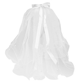 Lurrose Girls First Communion Veil Two Layers Lace Veil Flower Girl Veil Headband Flower Wreath Wedding Hair Accessories for Girl(White)