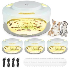 4 Pack Flea Traps for Inside Your Home,Dual Light Flea Light Trap Indoor with 30 LED Lights,16 Sticky Pads Refills Bed, Silent Indoor Flea Control Device, Flea Catchers&Bug Light Trap