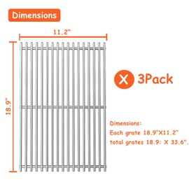 LOCVCDA 18.7" Cooking Grates for Weber Genesis GS4 Genesis II E-410, E-415, E-435, Genesis II LX E-440 Series Gas Grills, Heavy Duty Stainless Steel Grill Grates for Weber 66089 66097