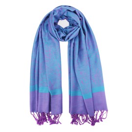 vimate Rave Paisley Pashmina Scarf-Women's Winter Warm Classic Pashmina Wraps and Shawls for Evening Party Formal Dresses(UK-Style 1-Blue+Purple)