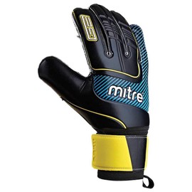 Mitre Unisex Mitre Anza G2 Durable Goal Keeper Gloves Black Cyan Yellow Size 9, Black/Cyan/Yellow, Size 9 UK