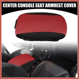 ACROPIX Center Console Lid Armrest Cover - Car Center Armrest Cover Skin - for JEEP Wrangler 2011-2018 Neoprene Black Red - 1 Pc Car Parts