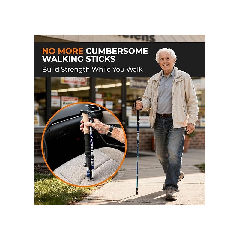 TREKOLOGY Trek-Z Collapsible Hiking & Trekking Poles - Balance Support