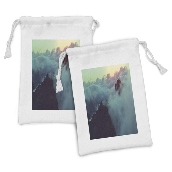 Ambesonne Clouds Fabric Pouch Set of 2, Hills in the