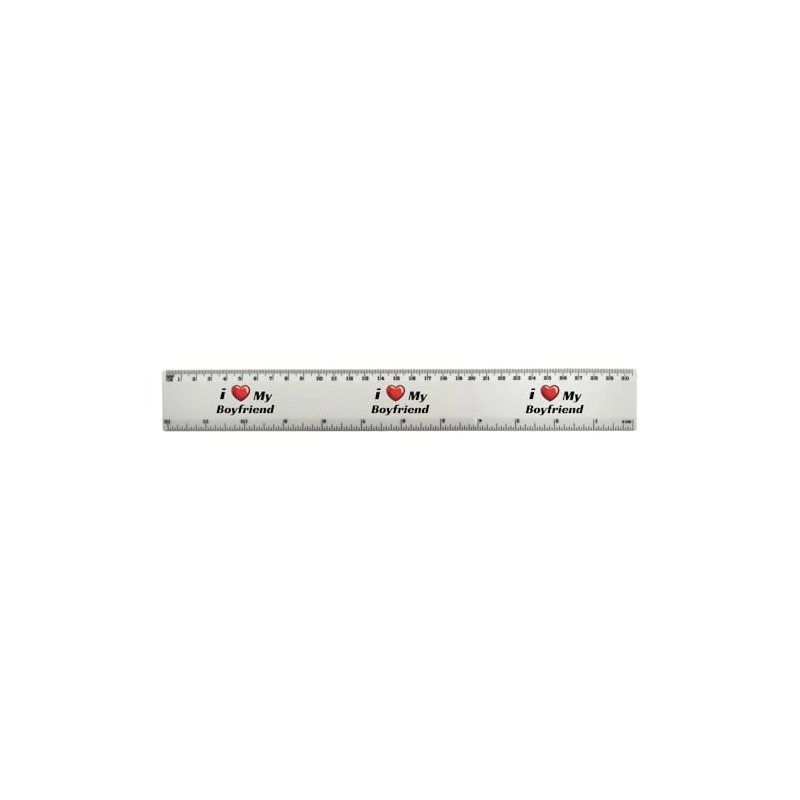 'I Love My Boyfriend' 30cm (12 Inch) White Plastic Ruler