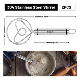 Piuluvor® Pack of 2 Danish Dough Whisk Premium 304 Stainless Steel Dough Whisk Heart-Shaped Dough Whisk Bread Dough Whisk for Bakery Products