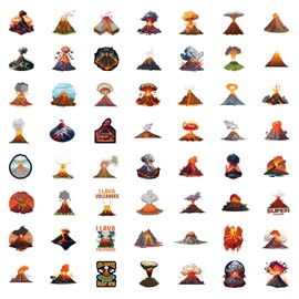 Volcano Sticker for Laptop (50 Pieces), Gift for Children, Teenagers, Adults, Boys, Volcano Waterproof Vinyl Stickers for Scrapbooking, Skateboard, Car, Luggage