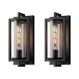 mirrea 14-inch Outdoor Porch Wall Light for House, Waterproof Exterior Sconce for Patio, Wall Mount Lighting Fixture for Front Door, Permanent Outside Lamp for Garage, Matte Black, Set of 2