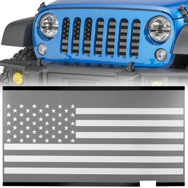 moveland Front Grill Grille Insert - Aluminum Alloy Mesh Grill Insert Screen Compatible with 2007-2018 Jeep Wrangler JK JKU (with US Flag)