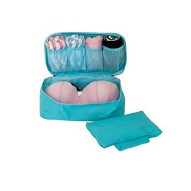 (リラマシェリ) RiraMacherie 下着収納 水着 ブラジャー ポーチ 旅行 出張 型崩れ 防止 防水 トラベルバッグ ランジェリー (ライトブルー 水色)