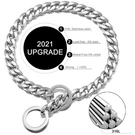 GZMZC Dog Chain Collar 13/15/19MM High Polished Stainless Steel NK P Chain Cuban Link Strong Heavy Duty Chew Proof Walking Training Chain Leash Collar for Small Dogs(15mm,16")