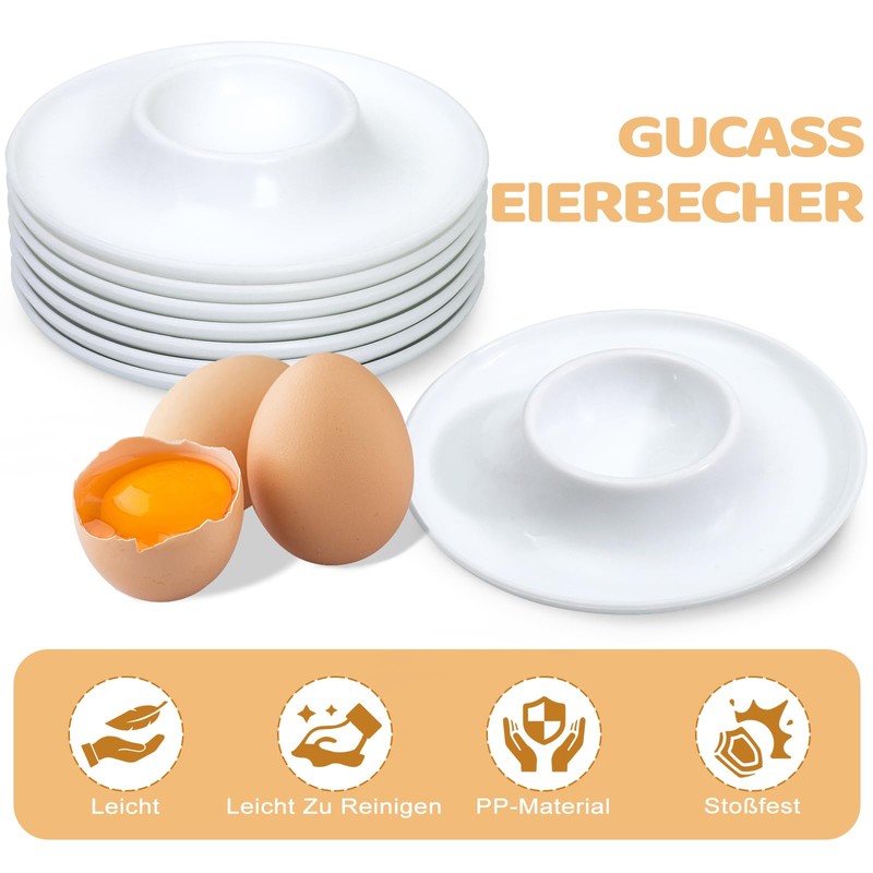 Gucass 8 Stück Eierbecher Stapelbar, Runde Eierbecher Plastik Set mit