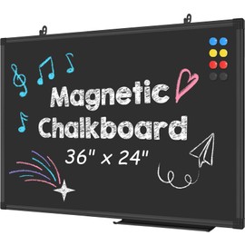 Lockways Magnetic Chalkboard 36 x 24 Inches, Aluminum Frame Large Blackboard, Hanging Chalk Board Wall Decor for Restaurant Menu, School, Office and Home