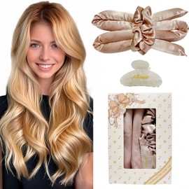 Serenade Sparkling Satin Heatless Curls Overnight, Heatless Hair Clurer Curling Rod Headband, No Heat Curling Rod Hair Roller for Women and Girls to sleep in, Pink