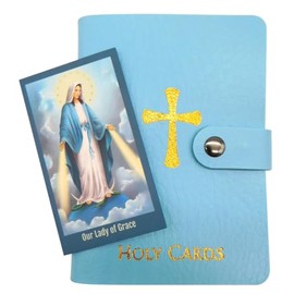 Westmon Works Ladies Holy Card Holder Set 20 Sleeves Per Booklet with Miraculous Mary Our Lady of Grace Prayer Card, Multi-colored, 15 inch, Classic