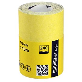 MatMax Pack of KLINGSPOR (Germany) 115mm x 10m Aluminium Oxide Sandpaper Roll + Gift (Grit, 240)