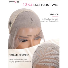 FAVE 26 Inch Grey Wig 13x4 Synthetic Lace Front Wig Heat-Resistant Silver Long Straight Lace Front Wigs Pre-Plucked Natural Hairline Ready to Wear Wigs Grey Wigs for Women