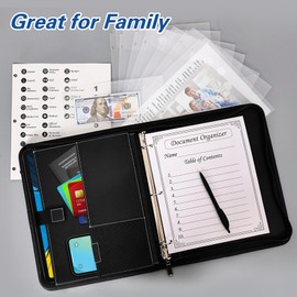 HAUTOCO Important Document Organizer Zipper Life Binder Family Emergency Binder Birth Certificates Protector, in Case I Go Missing Estate Planning Organizer - Include Category Label & Directory