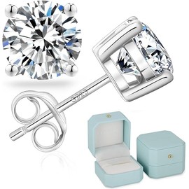 KRKCLIFE Moissanite Earrings,Diamond Stud Earring,S925 Sterling Silver,D Color,VVS1,4 Prong Setting,14K Gold Vermeil Hypoallergenic Jewelry For Women Men