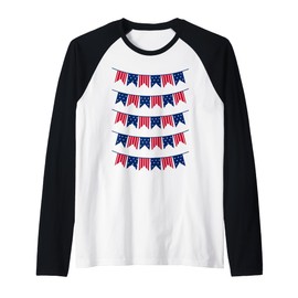 America 4th of July patriotic USA red blue banners cute Raglan Baseball Tee