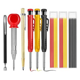 TopHomer Carpenter Pencils Set with Refills, Deep Hole Mechanical Marking Pencils Built-in Sharpener, Woodworking Pencils for Architect Carpenter(Set B)