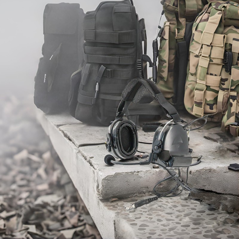 Tactical Headset with Noise Reduction/Communication Function+U94 PTT Gel Earpad Neckband