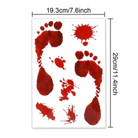 KUUQA 4 Pcs Footprint Clings Horror PVC Stickers for Halloween Decorations
