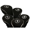 Black Golf Zipper Head Covers Driver 1 3 5 7