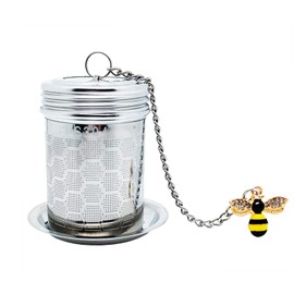Honey Bee Tea Infuser for Loose Tea Spice Infuser, HoneyComb Tea Strainers, 304 Stainless Steel Loose Leaf Tea Steeper with Bee Charm Pendant