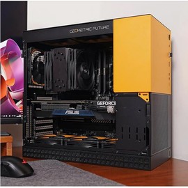 Geometric Future M4 King Arthur Black mid/Mini Tower, E-ATX/ATX Gaming Case, Glass/ 1.2mm Steel, Vertical Air Tunnel Design, Type C, 360/240 Radiator, Vertical GPU Mount, GEO-M4-KAB(PC Case ONLY)