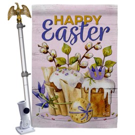 Angeleno Heritage Super Sweet Easter House Flag Eagle Set Springtime Happy Bunny Egg Christian Season Holiday Small Decorative Gift Yard Banner Double-Sided Made in USA 28 X 40