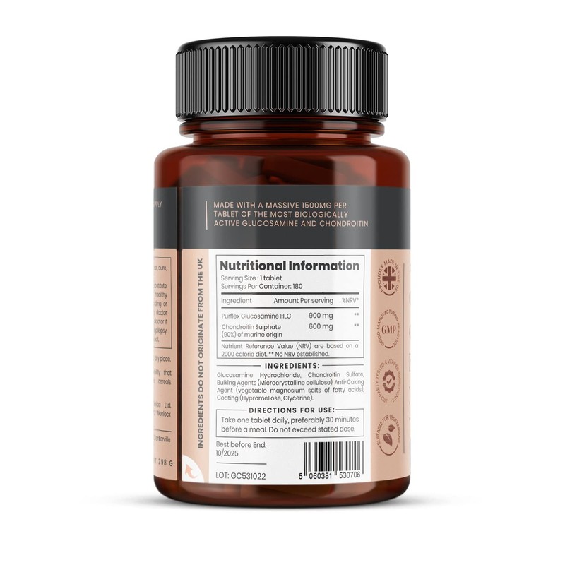 Pureclinica High Strength 1500mg Glucosamine HCL & Chondroitin x 180