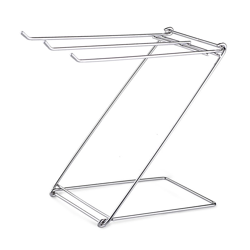Foldable Floor Towel Holder Stainless Steel Z Shaped 3 Bars