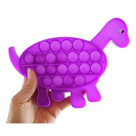 Cute Dinosaur Animal Shaped Pop Silicone Push Poke Bubble Wrap Fidget Toy - Press Bubbles to Pop the Bubbles Down Then Flip it over and Do it Again - Sensory Stress Toy OT Dino (All 4 Dinos)