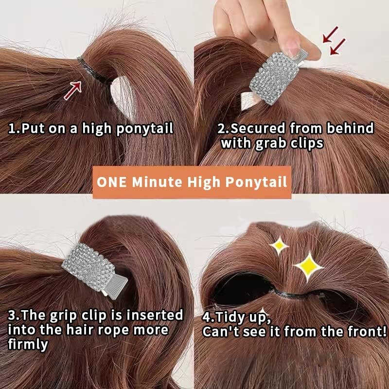 WUPENGSA High Ponytail Clips, High Ponytail Hair Clips, Metal, Non-Slip,