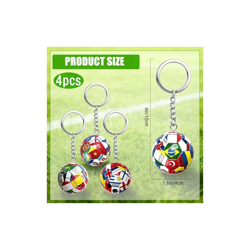 2026 World Cup National Flag Soccer Ball Keychain Set