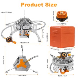 Adiwo Camping Gas Stove, Windproof Backpacking Burner Cooking Stoves 6800W, Foldable Rocket Camping Stove with Carry Box, Outdoor Camping Gas Burner for Cooking, Hiking, Camping, Trekking, Picnic