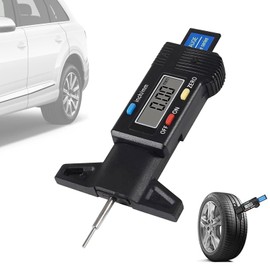 Tyre Tread Depth Gauge, 0-25.4mm/Inch Digital Tire Tread Depth Checker, Tyre Depth Measuring Tool with LCD Screen, Intuitive Reading, Clear Scale, for Cars, Motorcycles, Trucks, Black