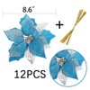 Jim`s cabin Artificial Flowers Pack of 12 Glitter Poinsettias for