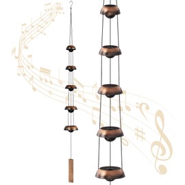 coobest Bell Wind Chimes for Outside Clearance, Temple Windchimes Outdoors w/5 Copper Bells, Memorial Wind Chime Gifts for Mom Grandma Neighbors, Feng Shui Wind Bell for Home Garden Patio Porch Zen Decor