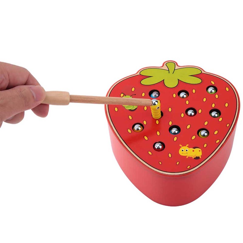 Capture Worm Magnetic Wooden Toy Kid Educational Intelligence Development Toys